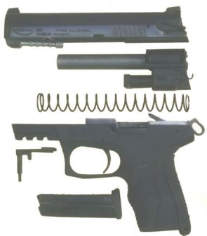 Arsenal P-M02 pistol, partially disassembled.