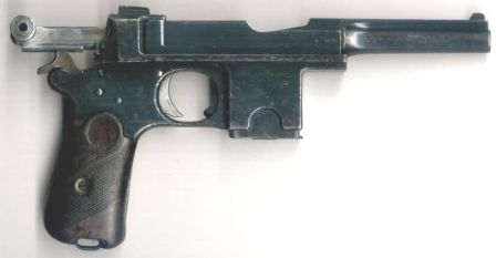 Bergmann Bayard model 1910 pistol, with bolt locked open.