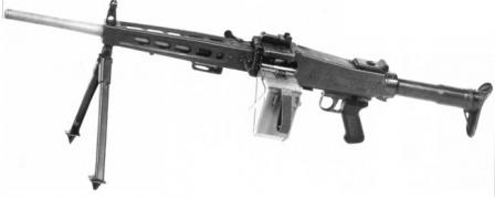 SIG MG 710-3 in light role, with belt box attached, late production model with metallic buttstock.