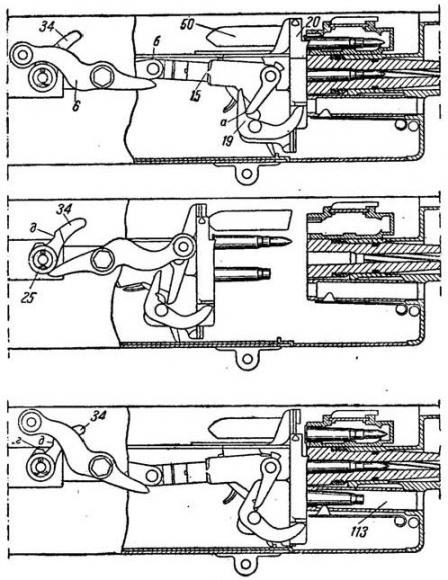 Diagram of the Maxim-typetoggle-lock action and feed.