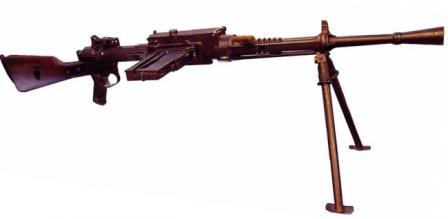Breda M1930 light machine gun in ready to fire position.