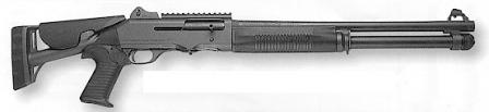 Benelli M4, with closed buttstock.
