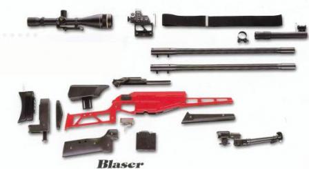  Blaser R93 Tactical disasembled with acessories.